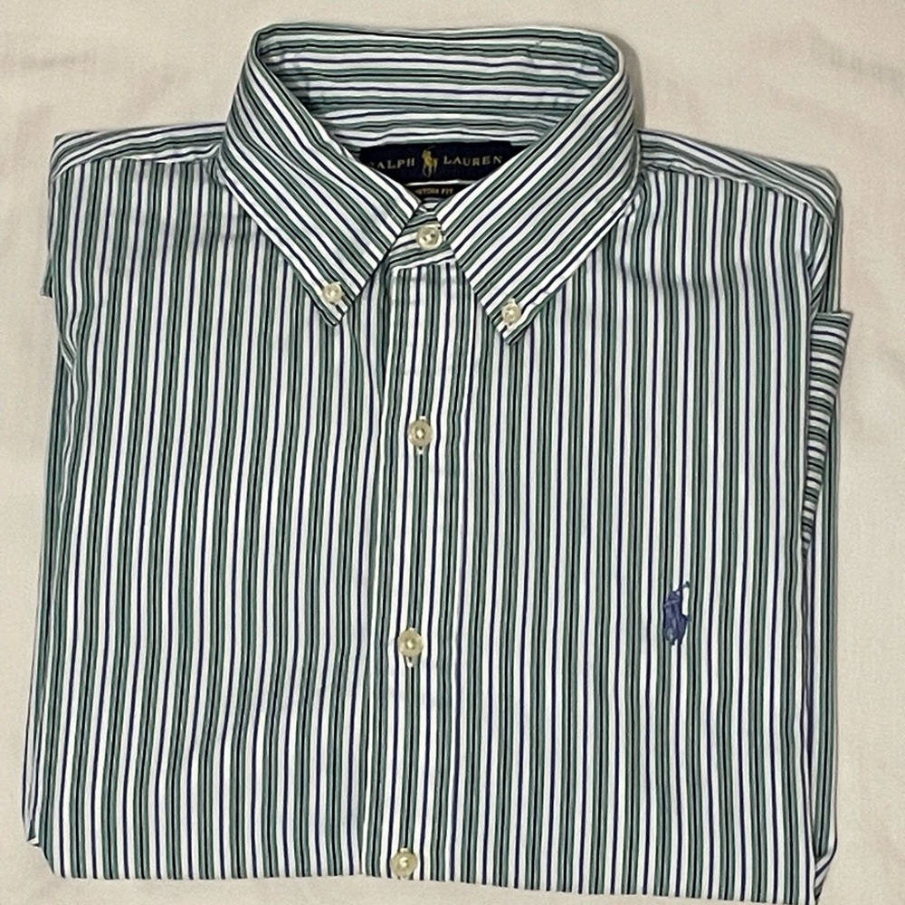 Polo Ralph Lauren men’s striped multicolored custom fit button down. Size large.